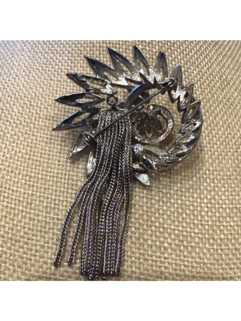 Vintage Park Lane Sunburst Fringe Tassel Brooch Silver Tone Statement Jewelry - Picture 7 of 9